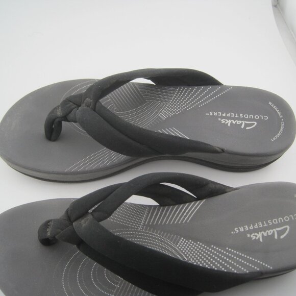 Clarks Womens Sz 8 Cloudsteppers Arla Kaylie Black Gray Flip Flops Sandals Slip - Picture 2 of 6